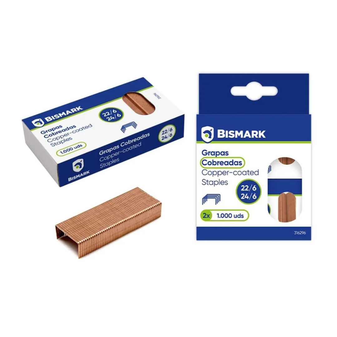 Bismark copper staples, 22/6 and 24/6, 2 x 1000