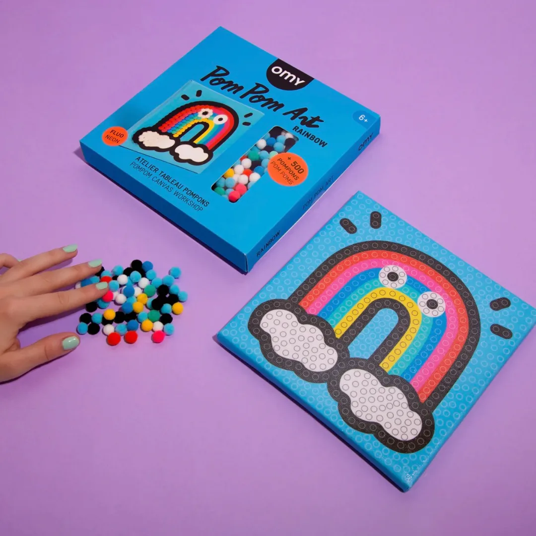 OMY pompom art, rainbow