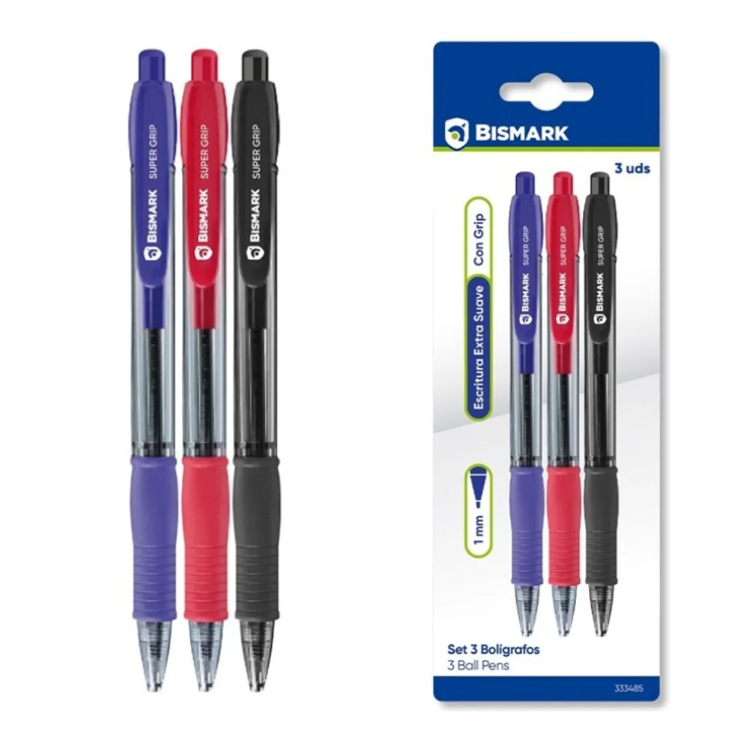 Bismark Softgrip ballpoint pens, pack of 3