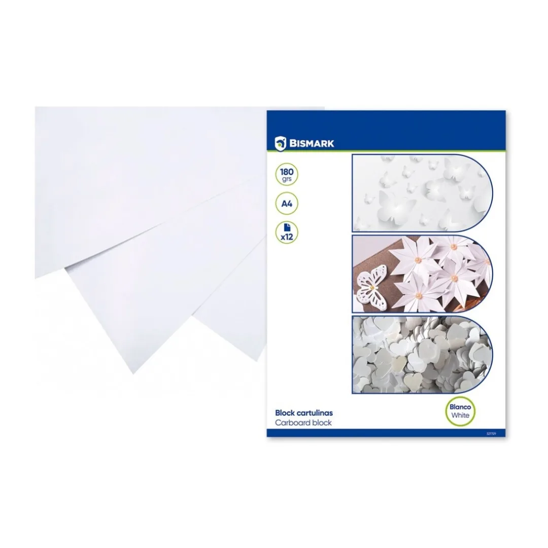 Bismark A4 white card pad, 12 sheets