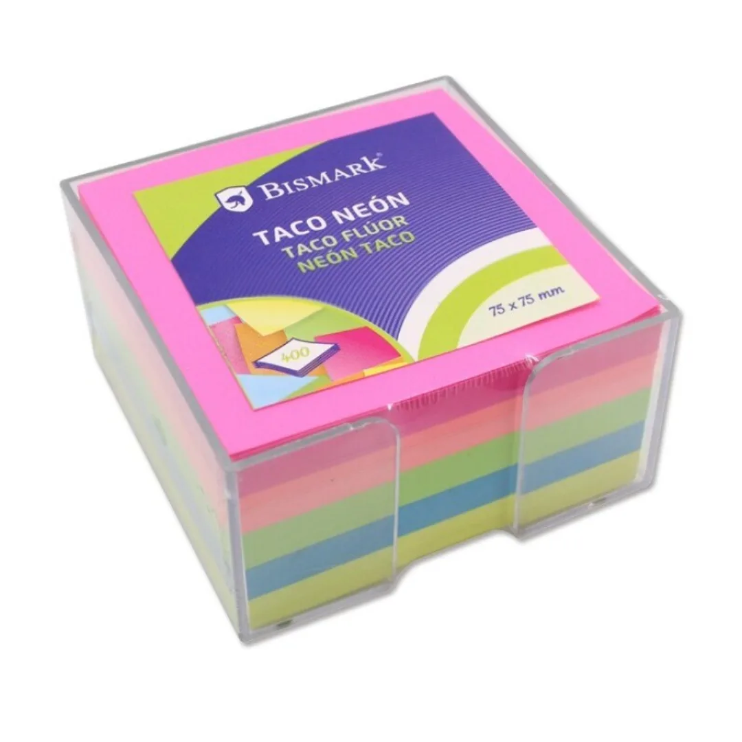 Neon note block in a box, 400 sheets, 7.5 x 7.5 cm