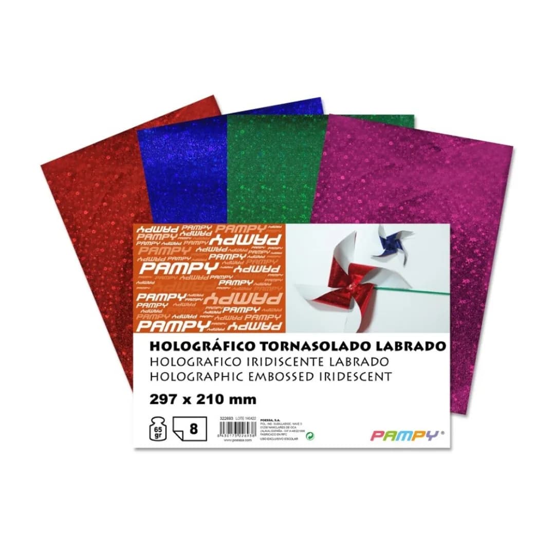 Holographic craft paper pad, A4, 8 sheets