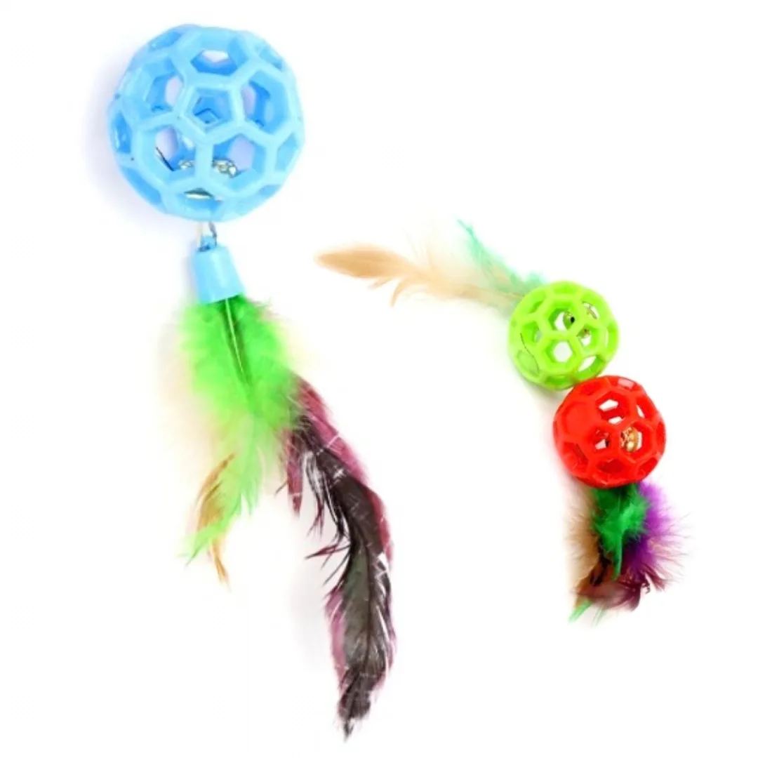 Cat toy, ball with feathers, 20 x 5 cm