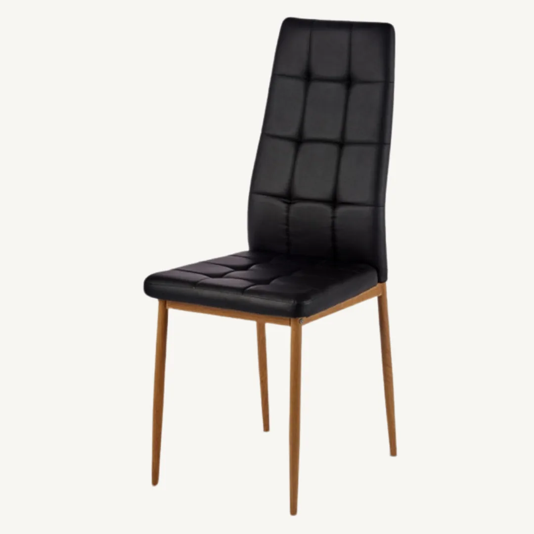 Black chair with wood-coloured legs