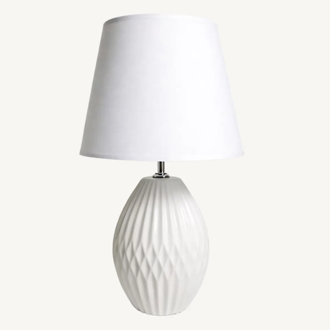 White lamp with ceramic base, 30.5 cm