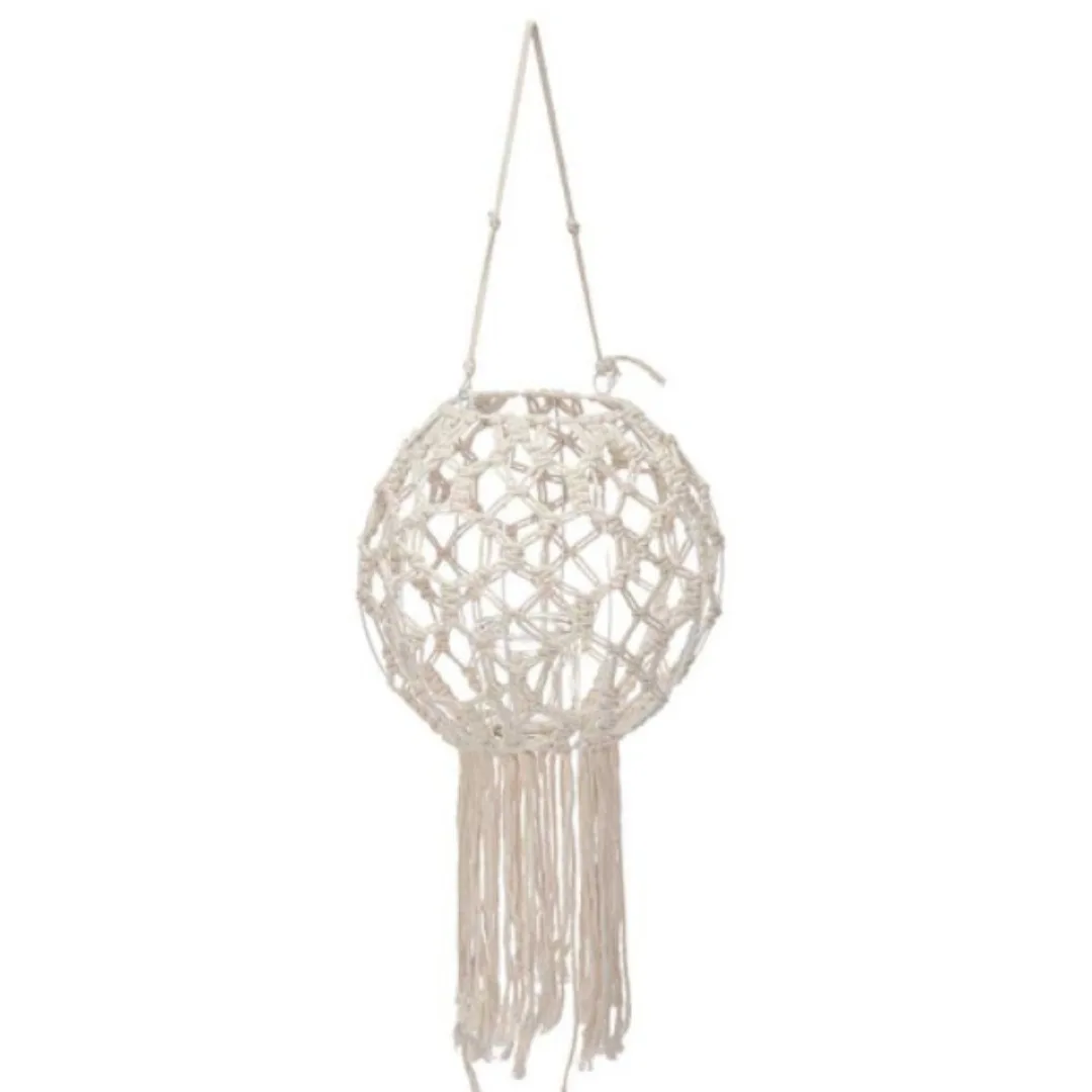 Conical candlestick with macramé handle