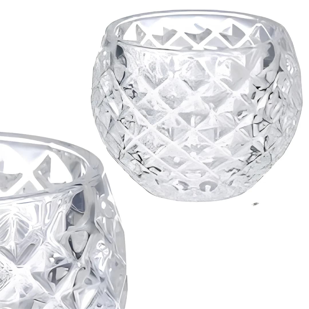 Small diamond-shaped glass candlestick