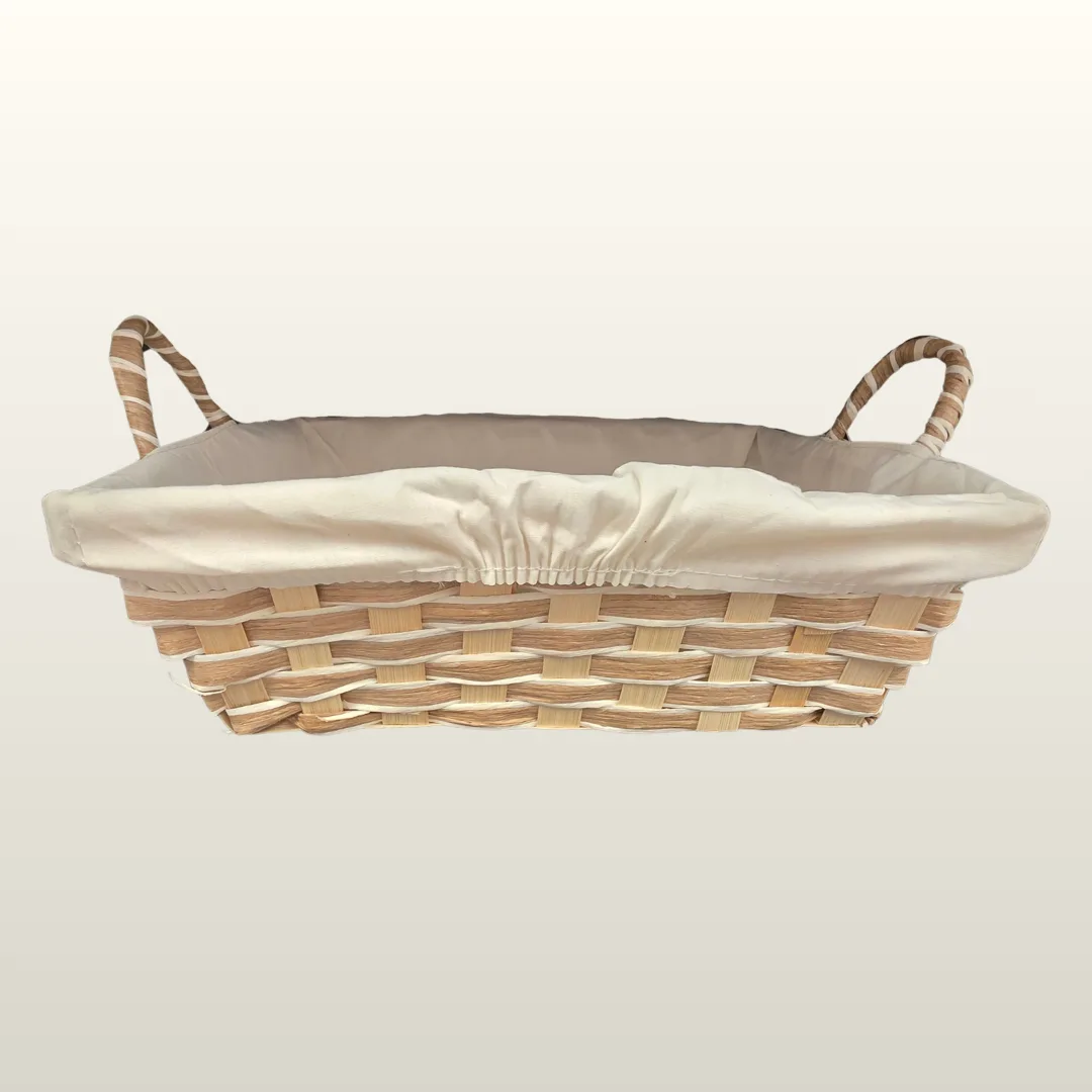 Rectangular woven basket with handles
