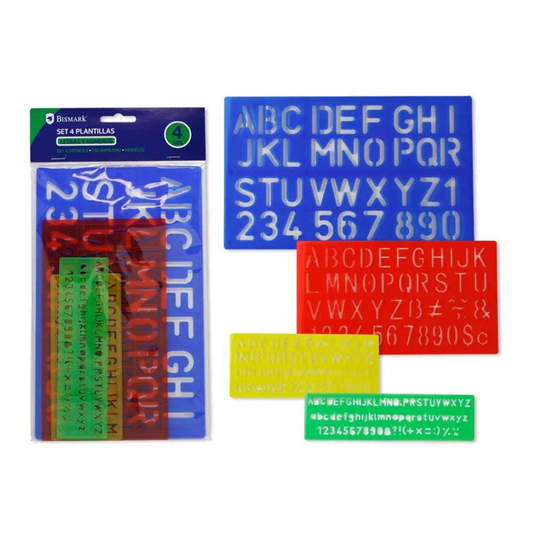 Set of 4 letter and number stencils