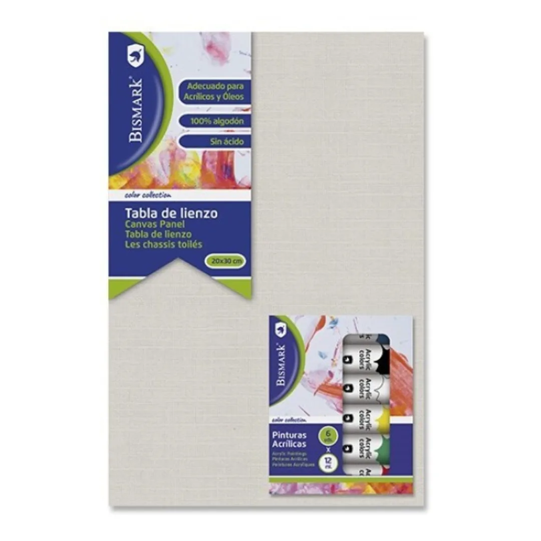 Painting canvas set with 6 acrylic paints, 12 ml