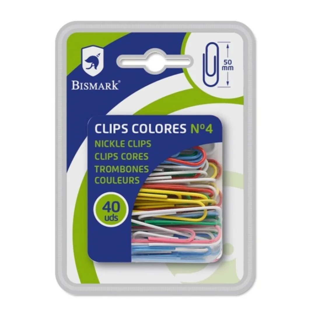 Bismark coloured paper clips, 50 mm, pack of 40