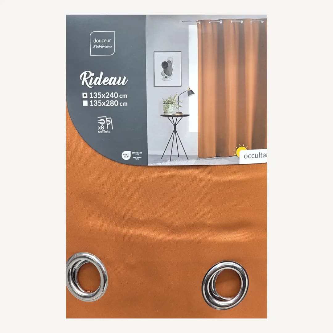 Blackout eyelet curtain, camel, plain, 135 x 240 cm