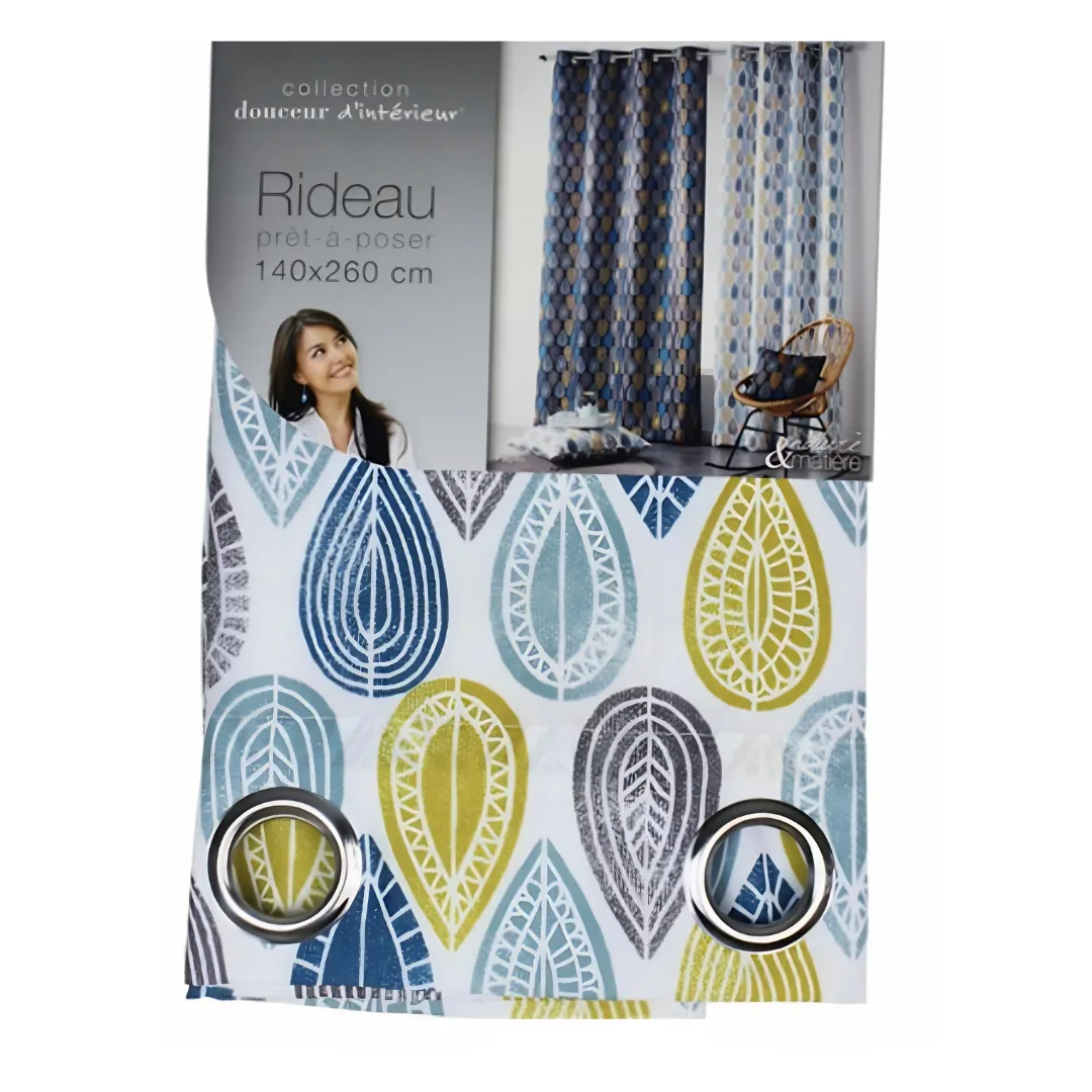 Palpito eyelet curtain, white printed polyester, 140 x 260 cm