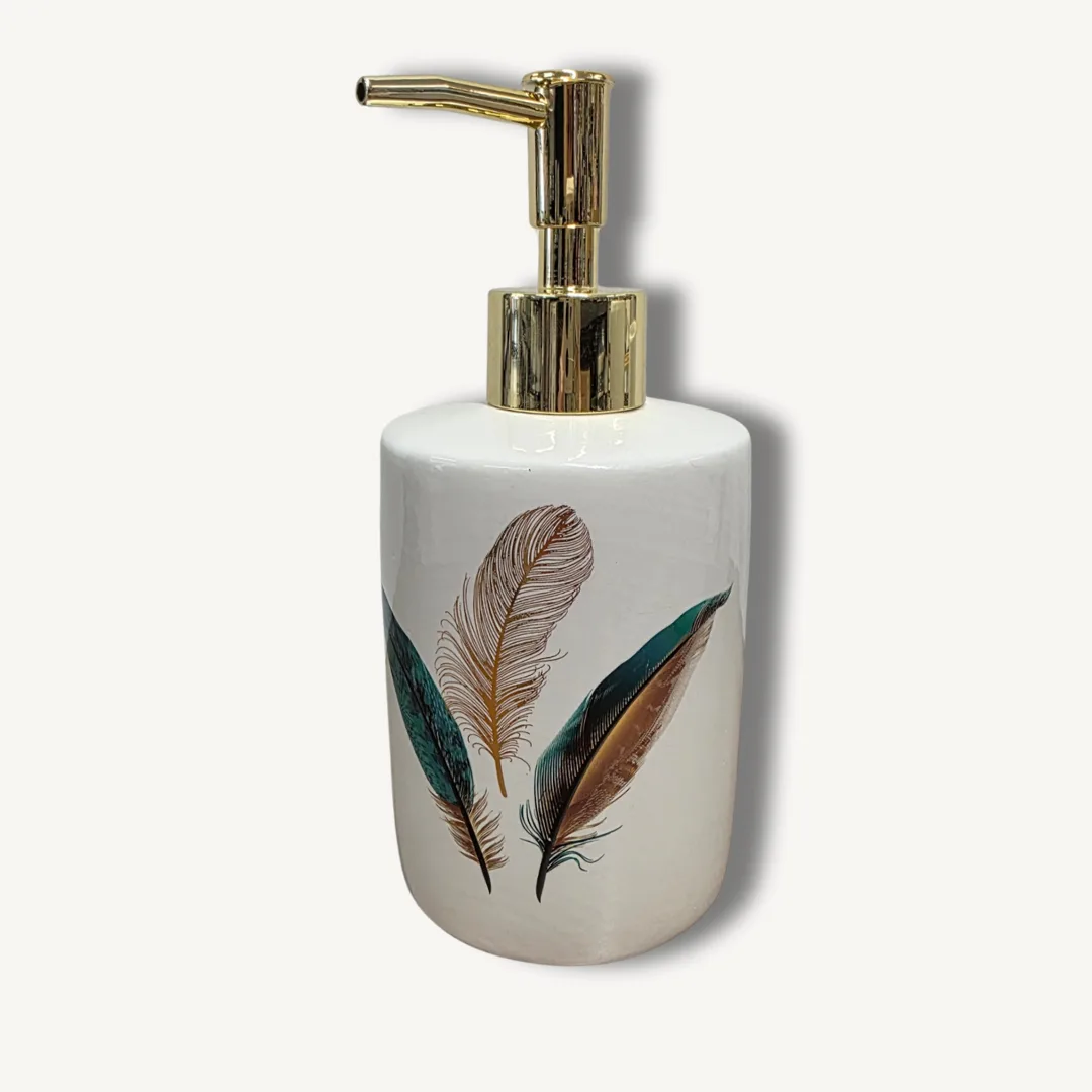 Plumiss ceramic soap dispenser, metallic print, 7.4 x 17.9 cm