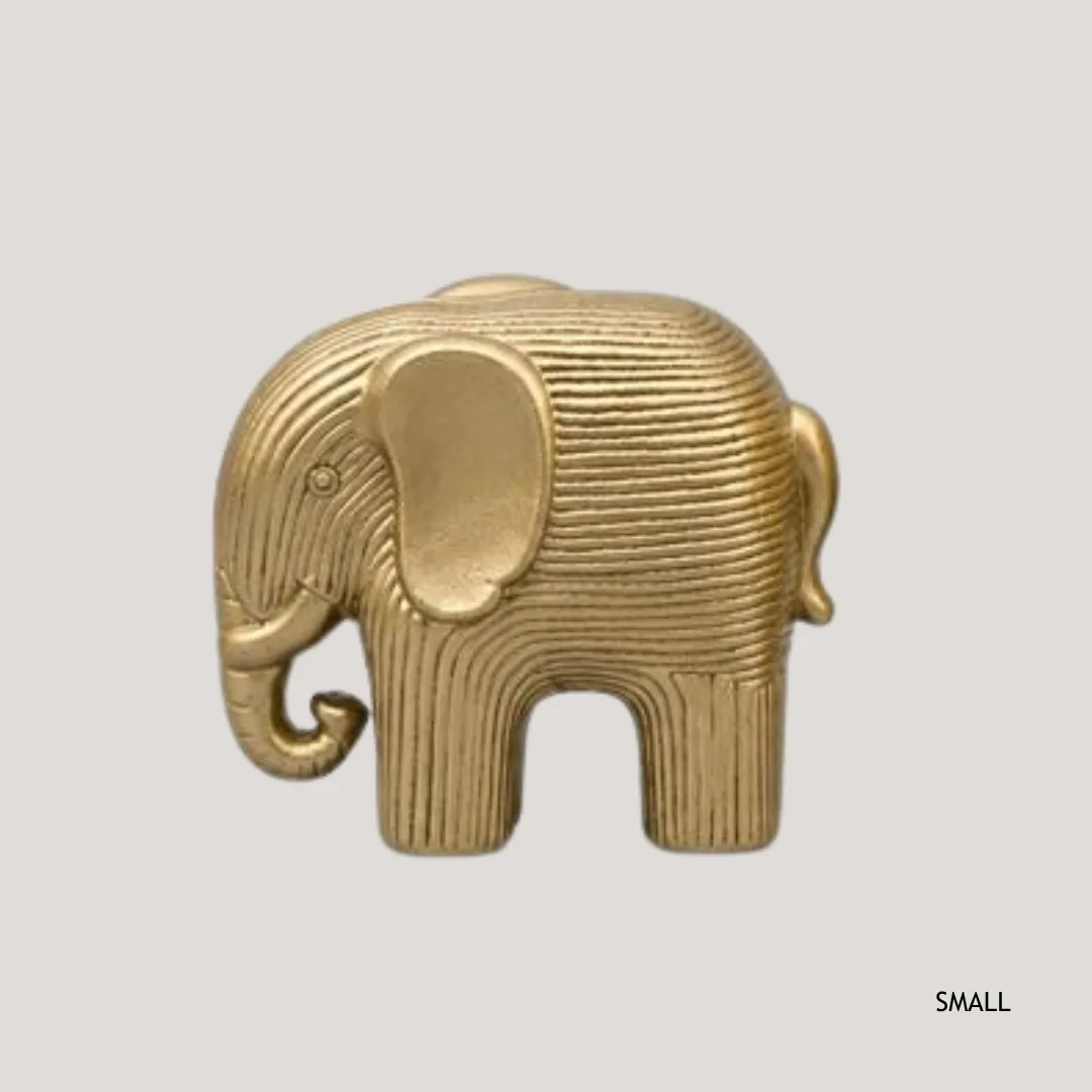 Gold resin elephant, 13 cm