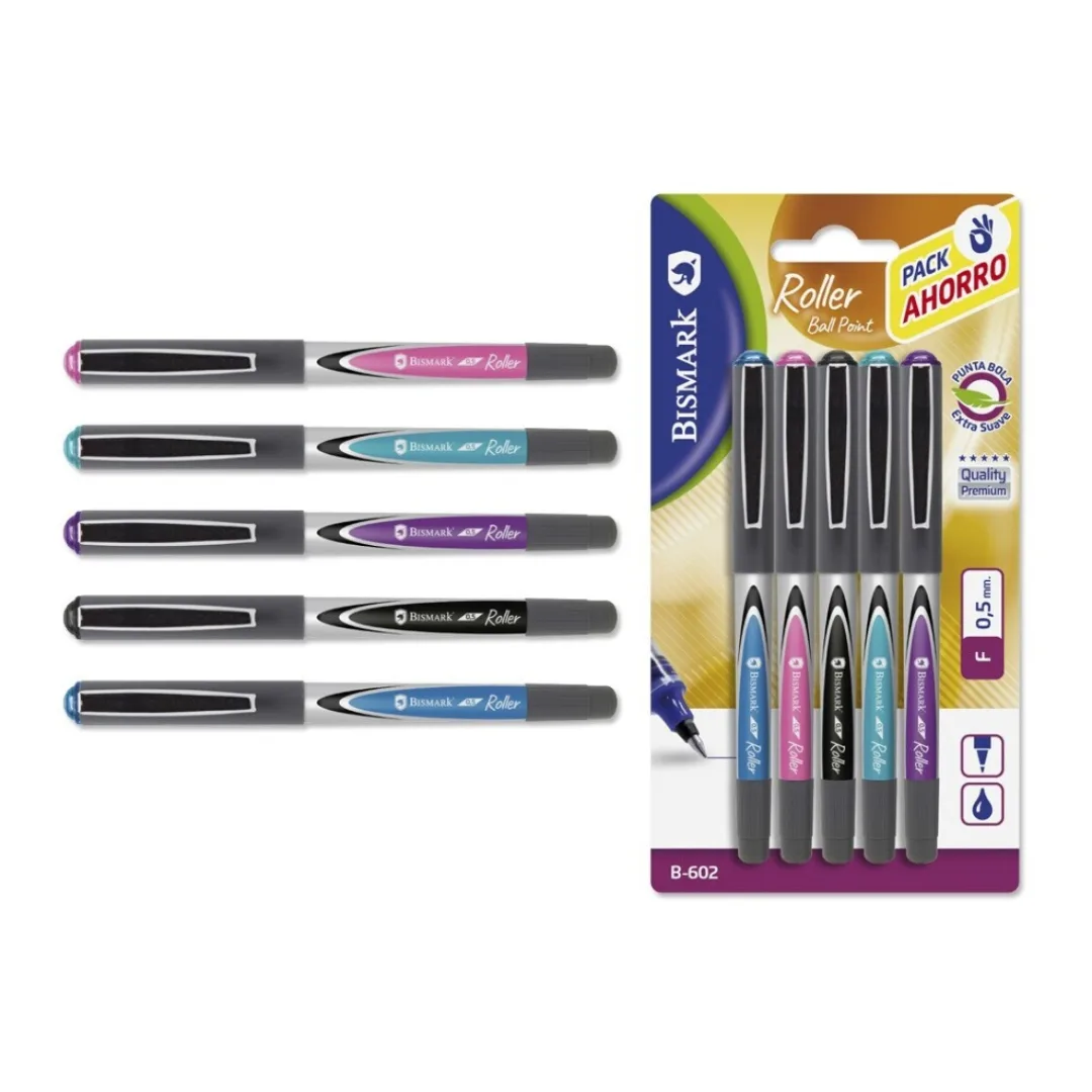 Bismark B-602 ballpoint pens, 0.5 mm, pack of 5