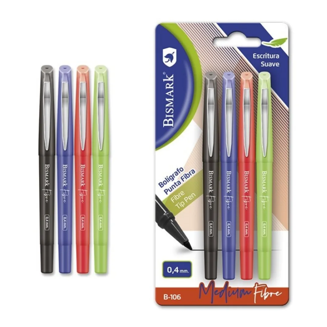 Fibre-tip pen with metal clip, 0.4 mm