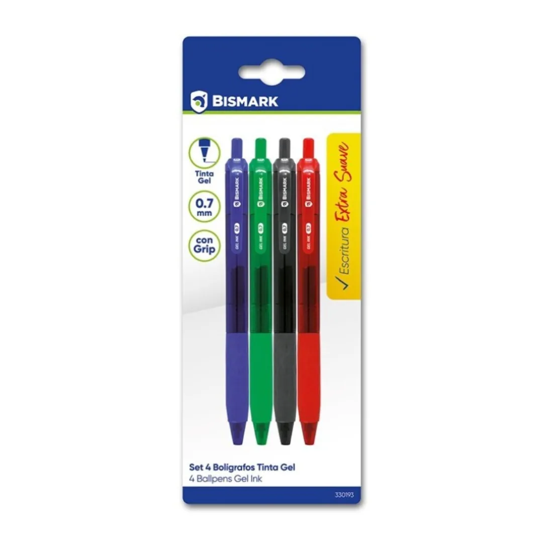 Bismark gel pens, 0.7 mm, 4 colours