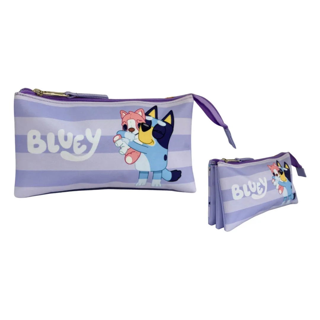 Bluey Puppy triple pencil case, purple, 22 cm