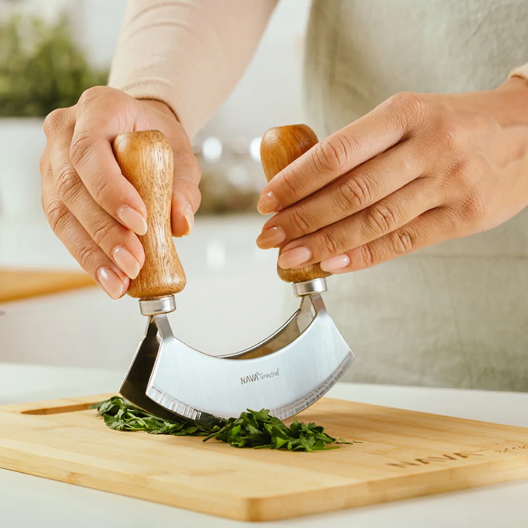 Double-blade slicer with wooden handle, 13.5 cm