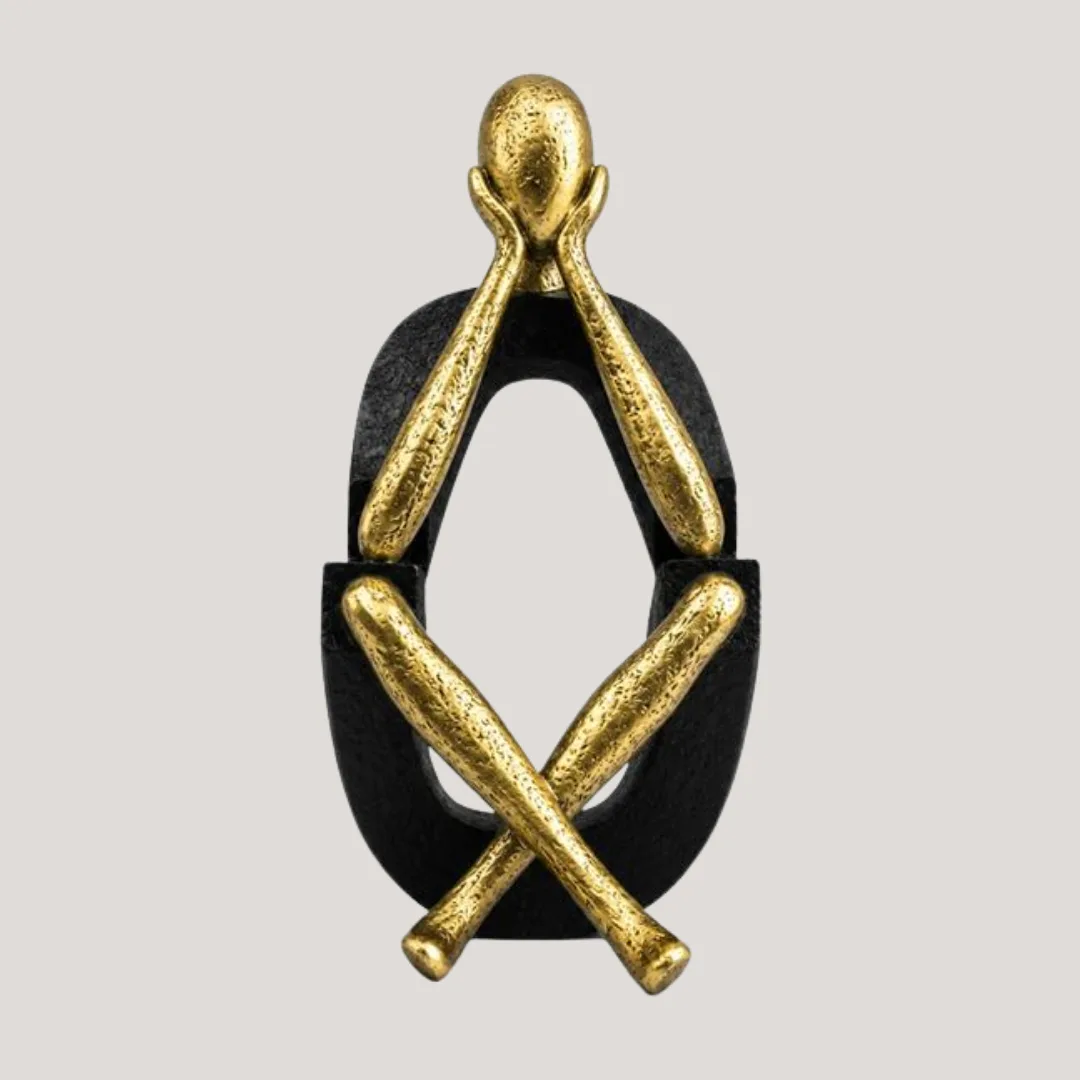 Black and gold resin figure, two hands, 10 x 14 x 20 cm