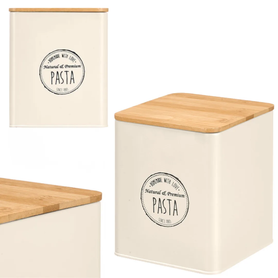 Square jar with bamboo lid, pasta