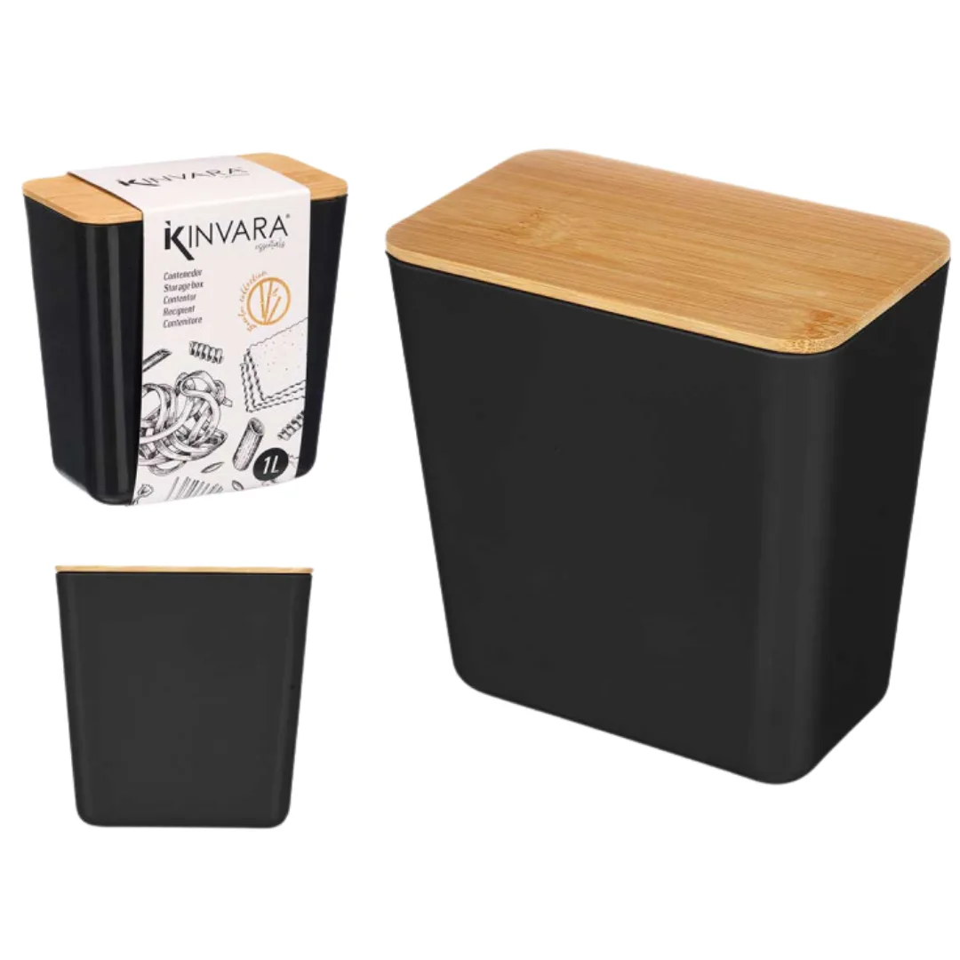 Low rectangular jar, black, 1 L
