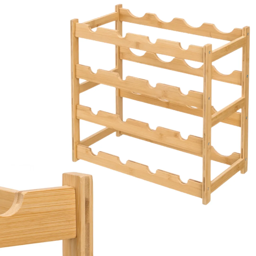 Bamboo wine rack for 16 bottles