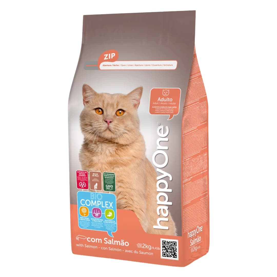 HappyOne cat food, salmon, rice and peas, 2 kg