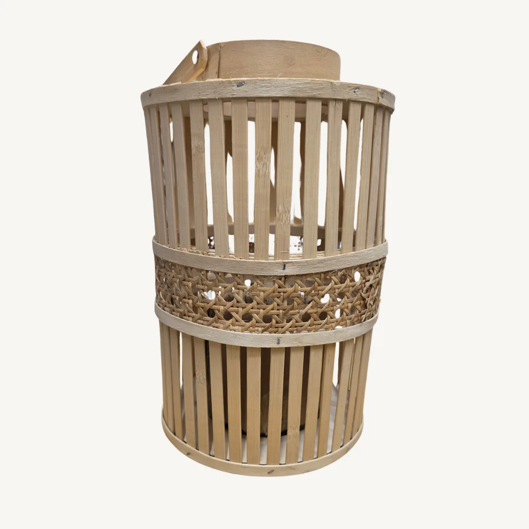 Natural bamboo decorative lantern for a large candle