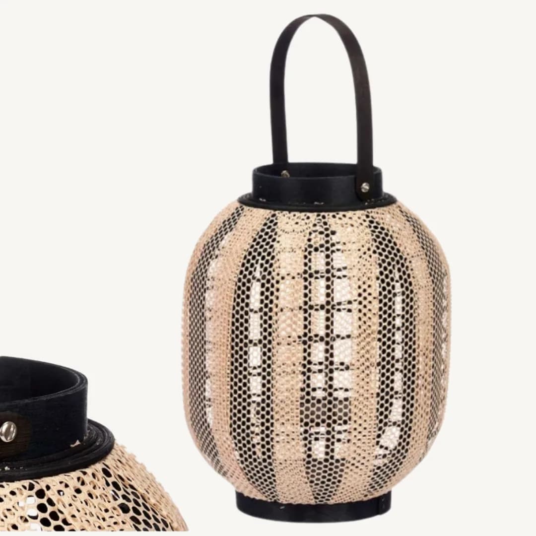 Lantern candle holder with oval handle
