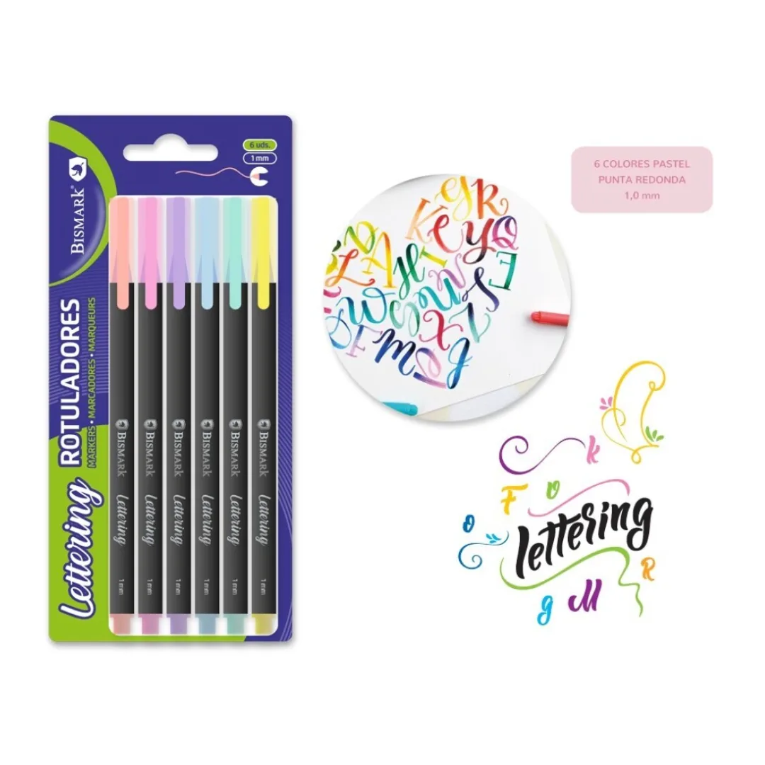 Pastel lettering markers, 6 colours