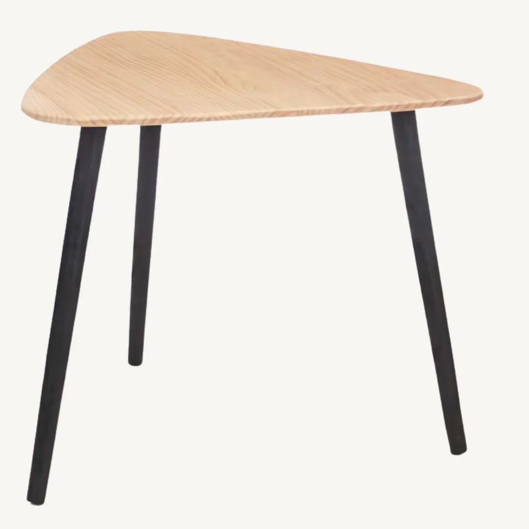 Triangular coffee table, black and natural
