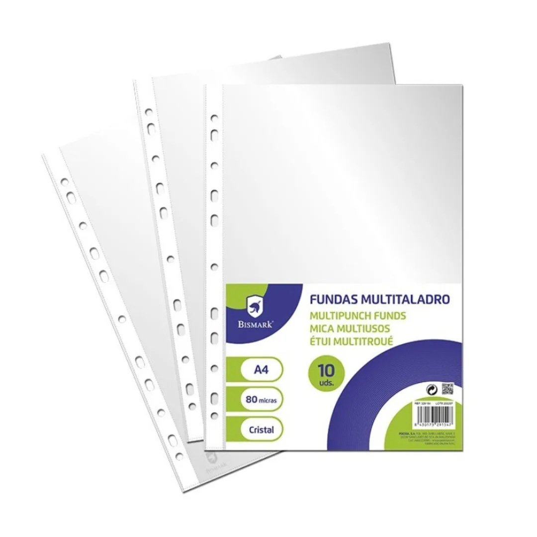 Bismark clear A4 punched pockets, pack of 10