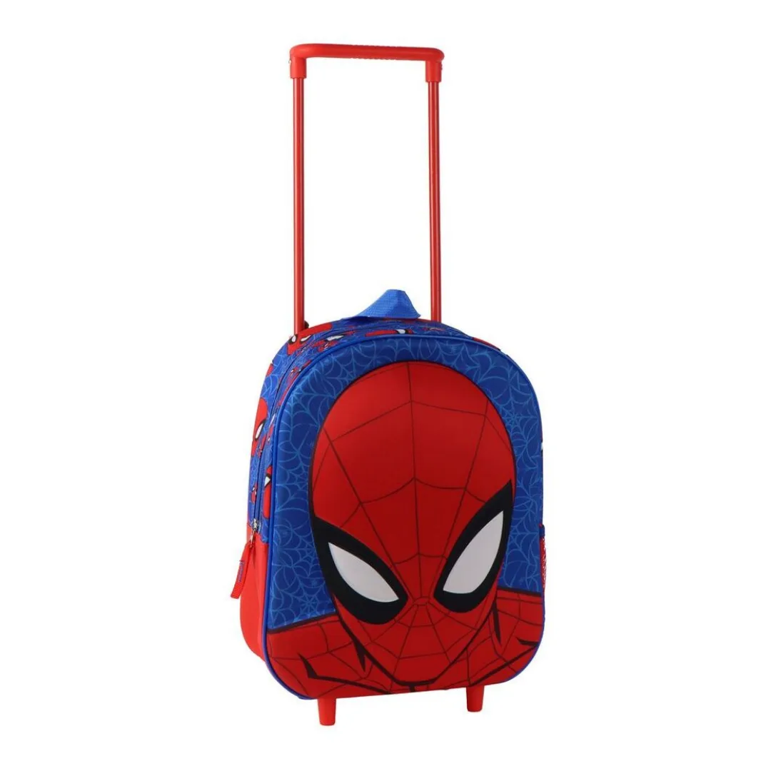 Spider-Man children's backpack with wheels, blue