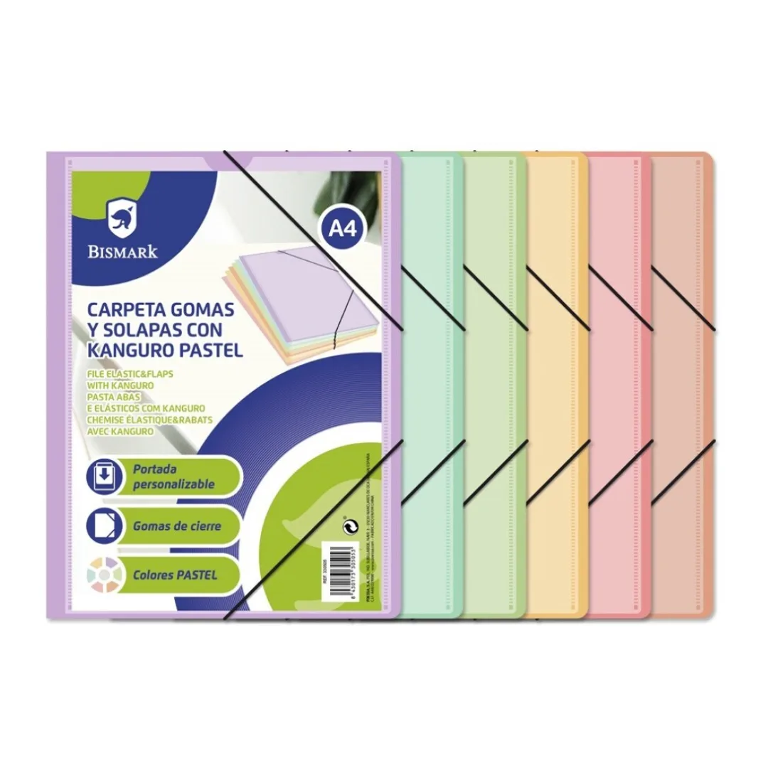 Bismark A4 pastel folder with flaps, elastic and pocket