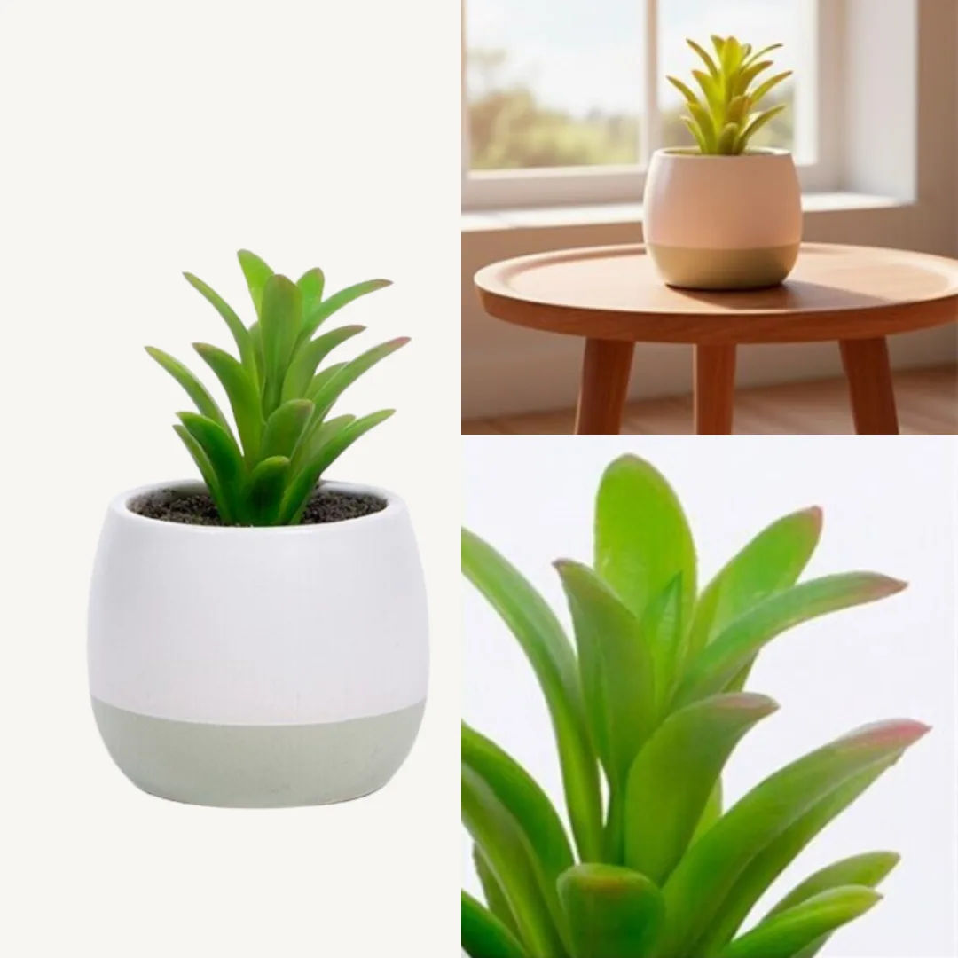 Artificial plant in ceramic pot, 6.4 x 10.8 cm