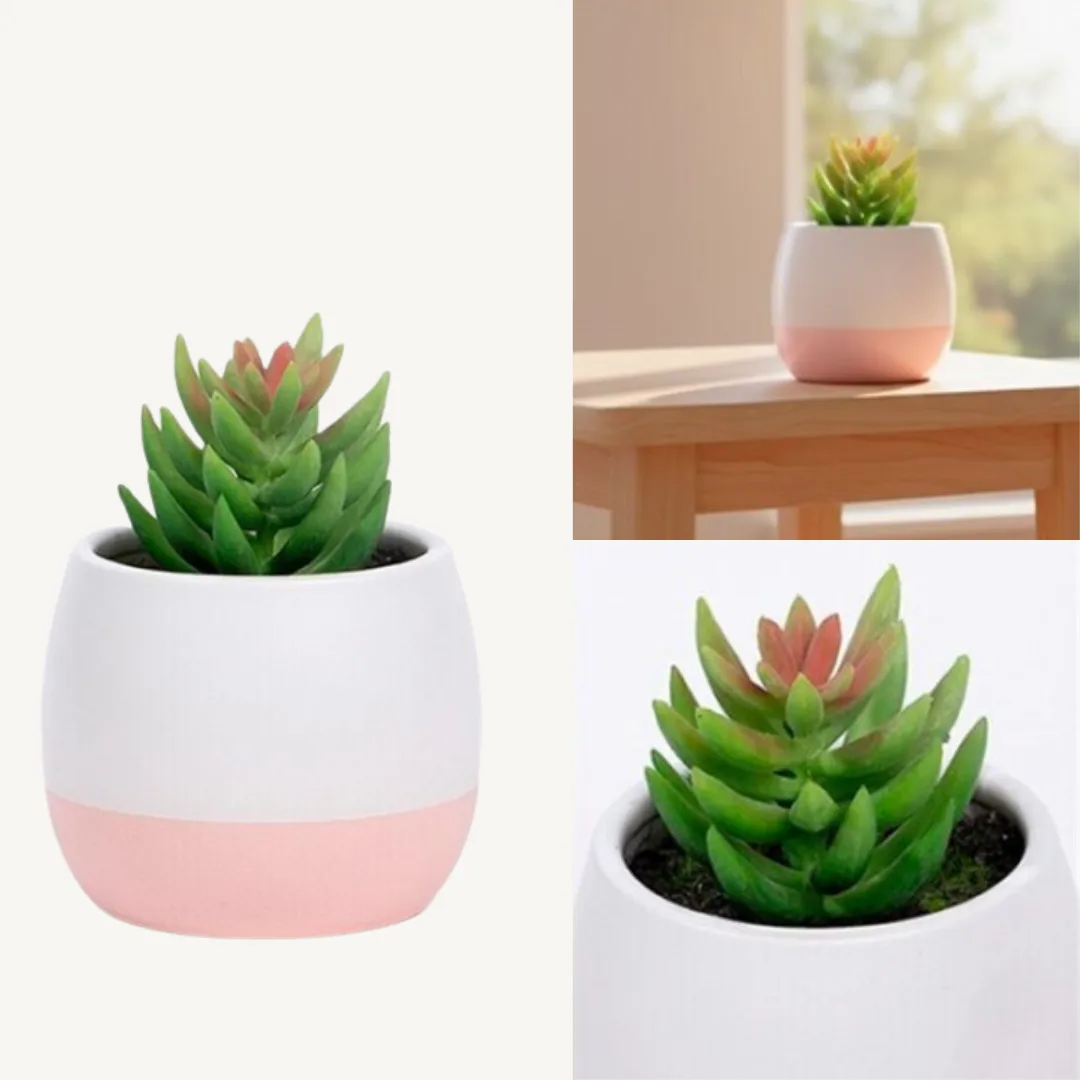 Artificial plant in ceramic pot, 6.4 x 9.5 cm