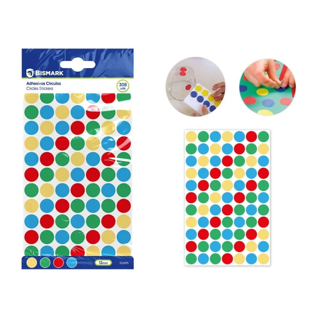 Coloured sticky dots, 1.2 cm, 4 x 77