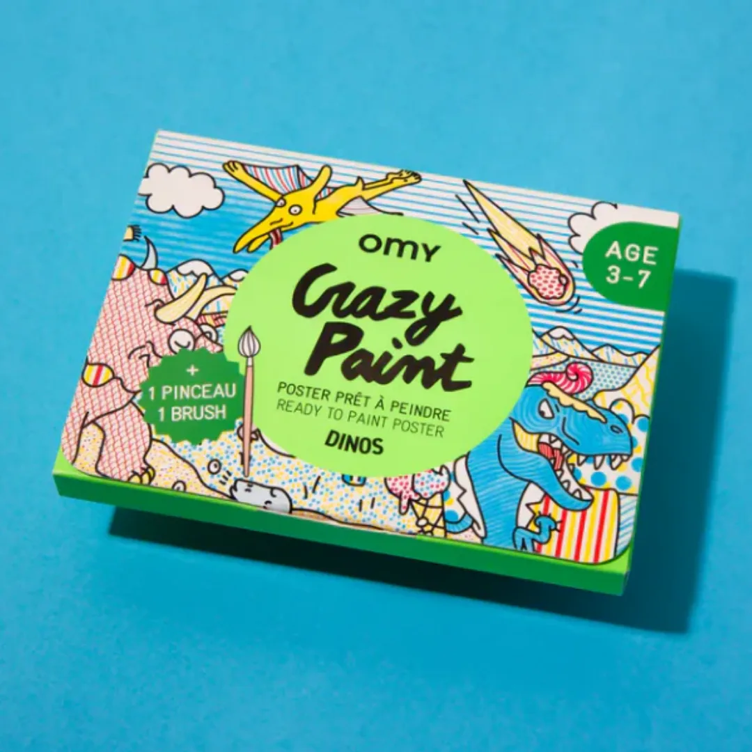 Poster to paint with a brush, dinosaurs