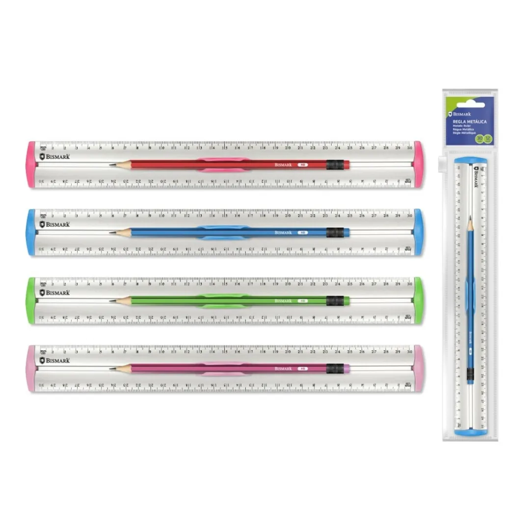 Bismark metal ruler with pencil, 30 cm