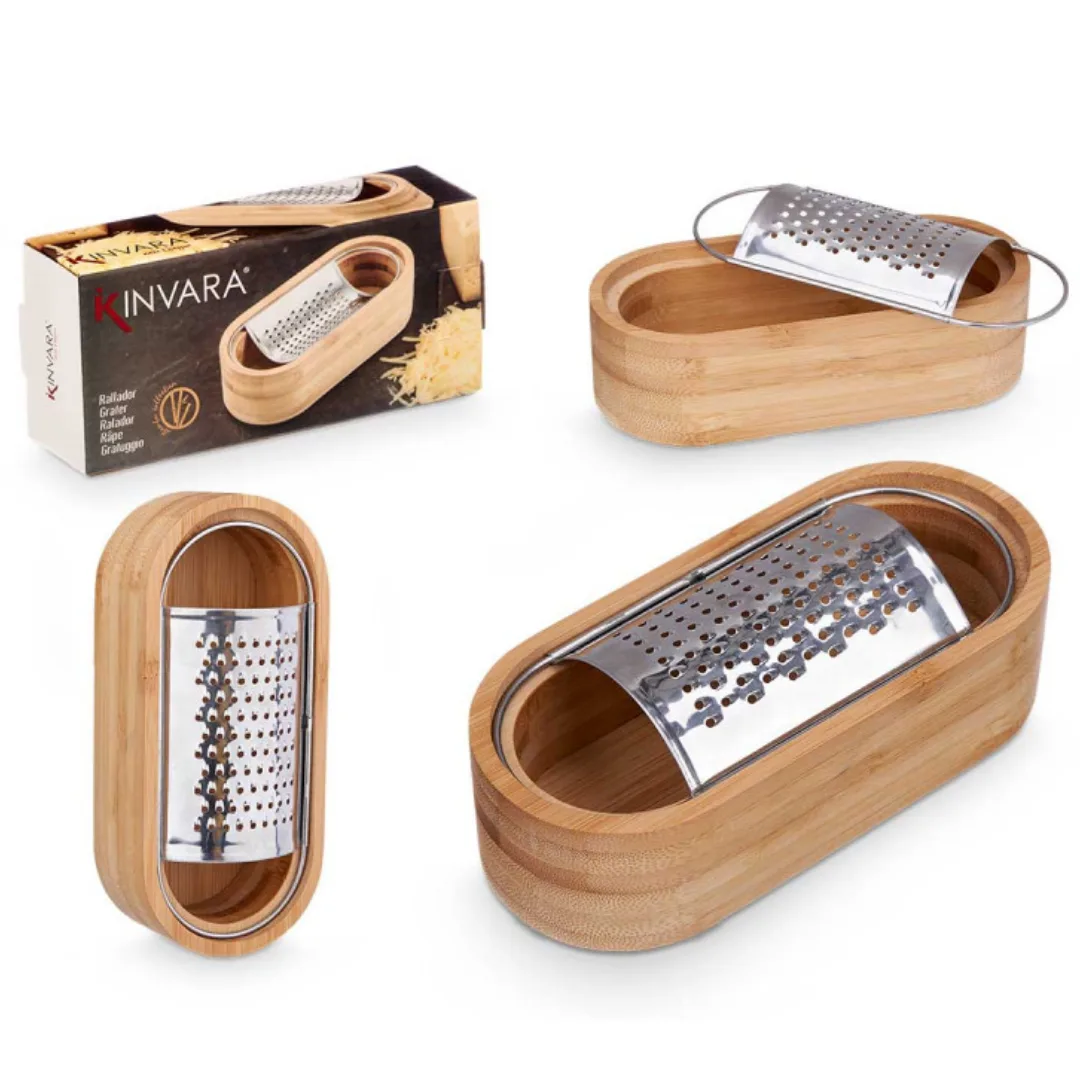 Bamboo grater with container