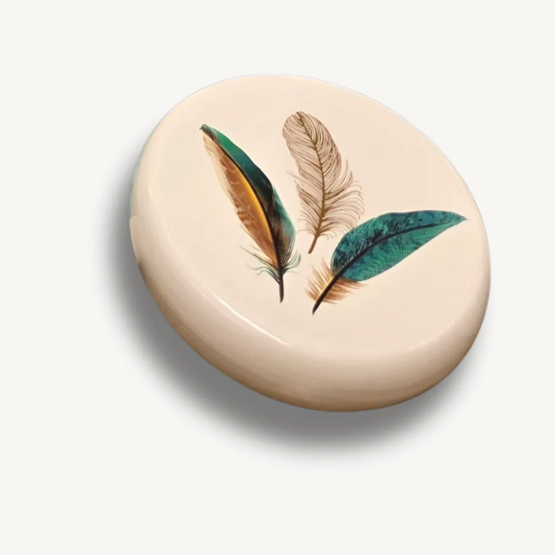 Plumiss ceramic soap dish, metallic print, 11 x 2.4 cm