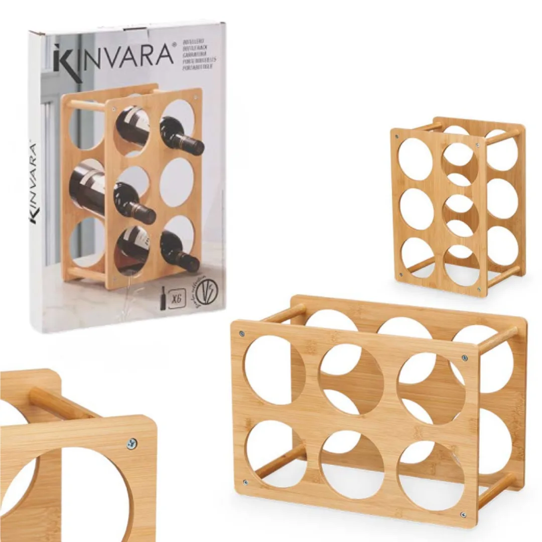 Bamboo rack for 6 bottles