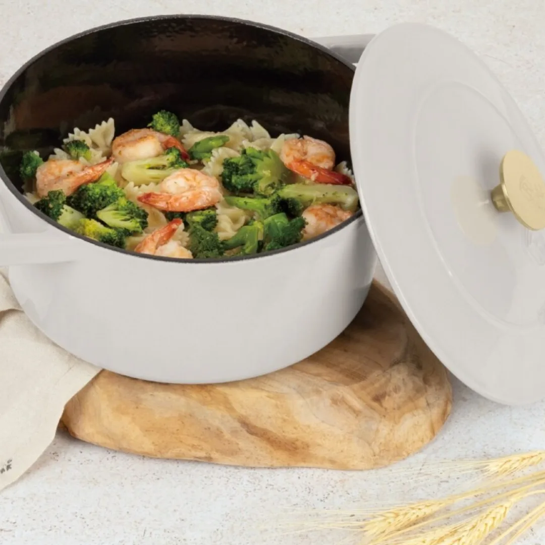 Rose Gold cast iron shallow casserole, 26 cm