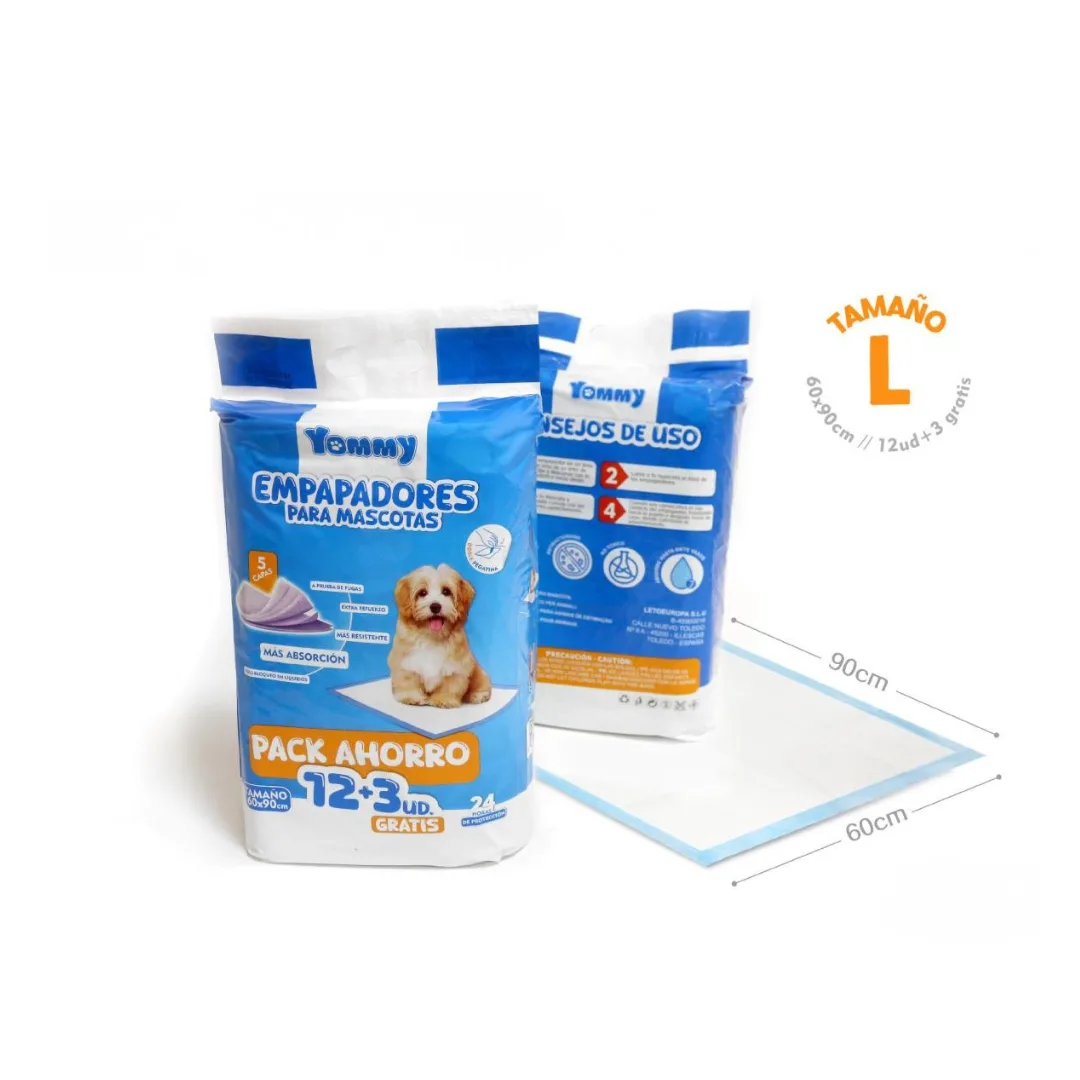 Puppy training pads, 60 x 90 cm, pack of 12 + 3