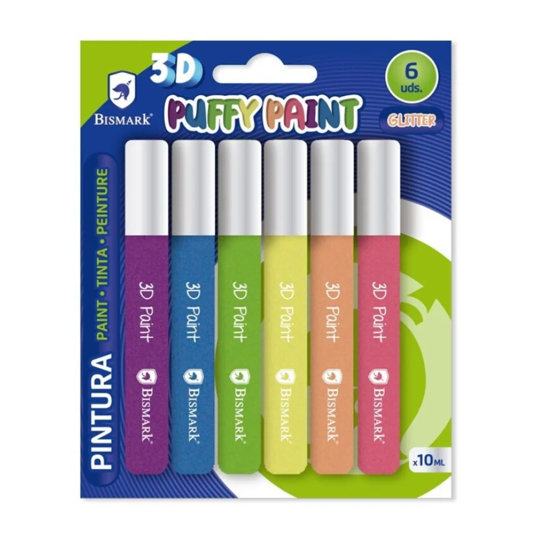 Bismark 3D glitter paint, 6 x 10 ml