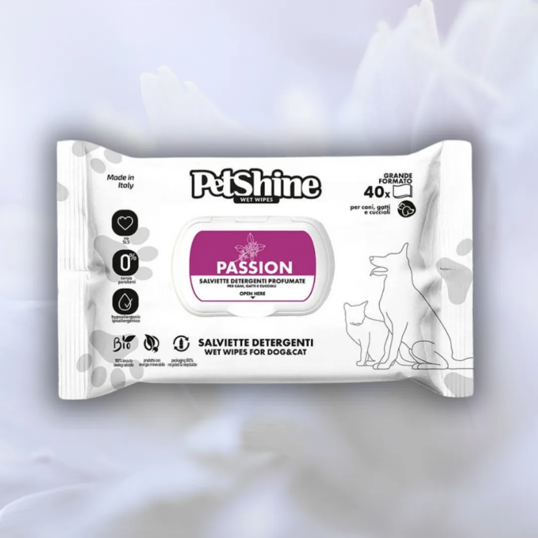 Petshine pet wipes, Paixão fragrance, pack of 40