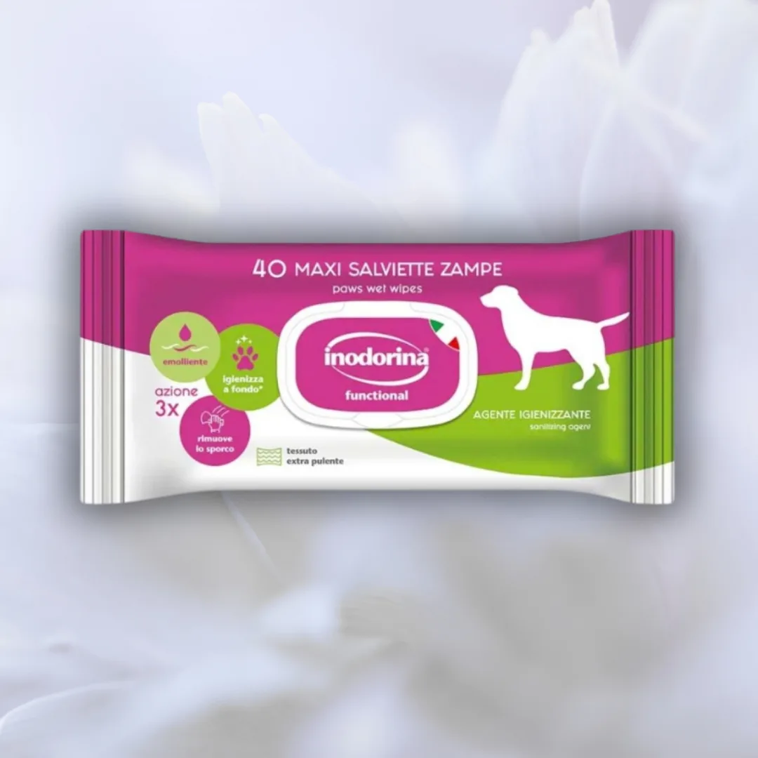 Inodorina paw wipes, sanitising, pack of 40