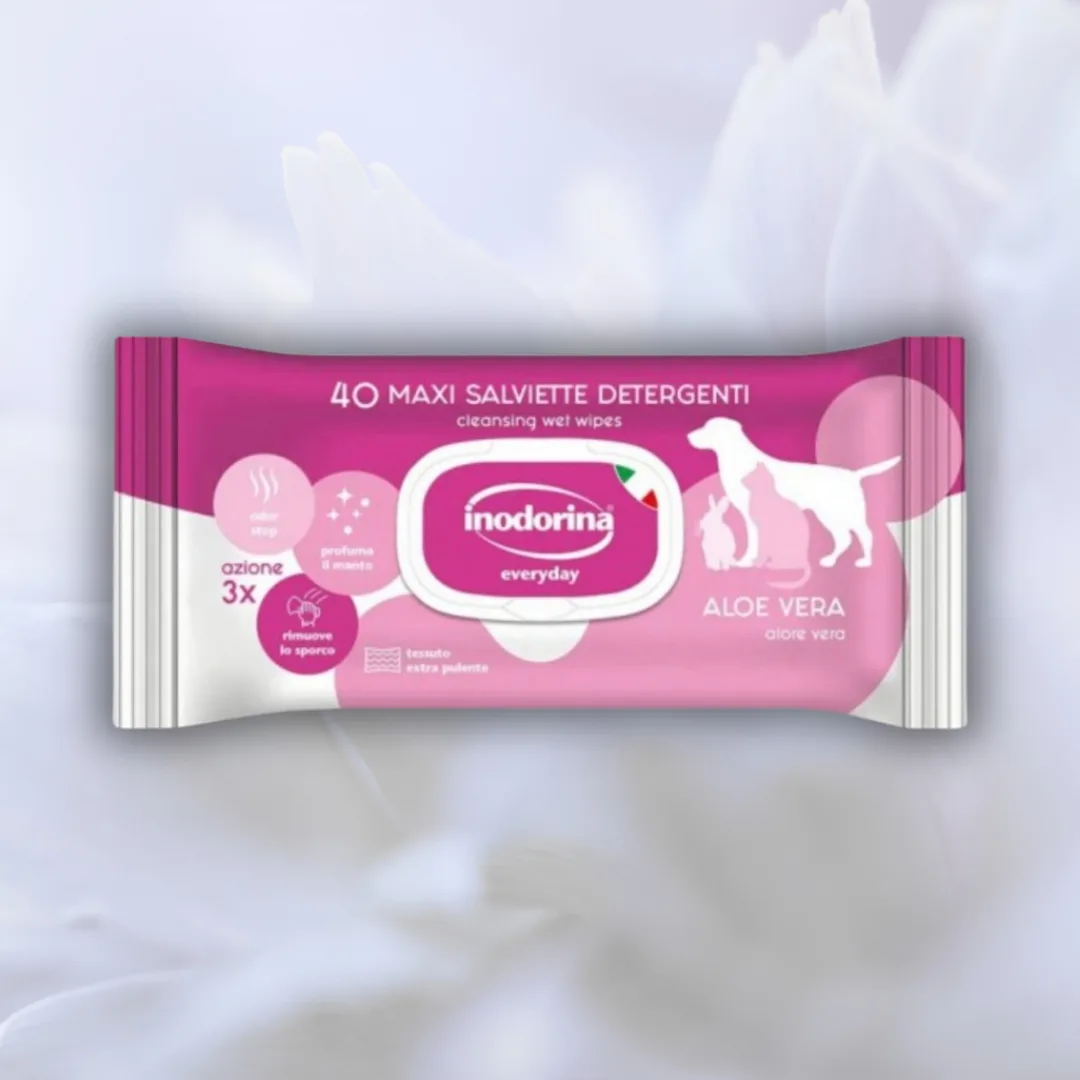 Inodorina paw wipes, aloe vera, pack of 40